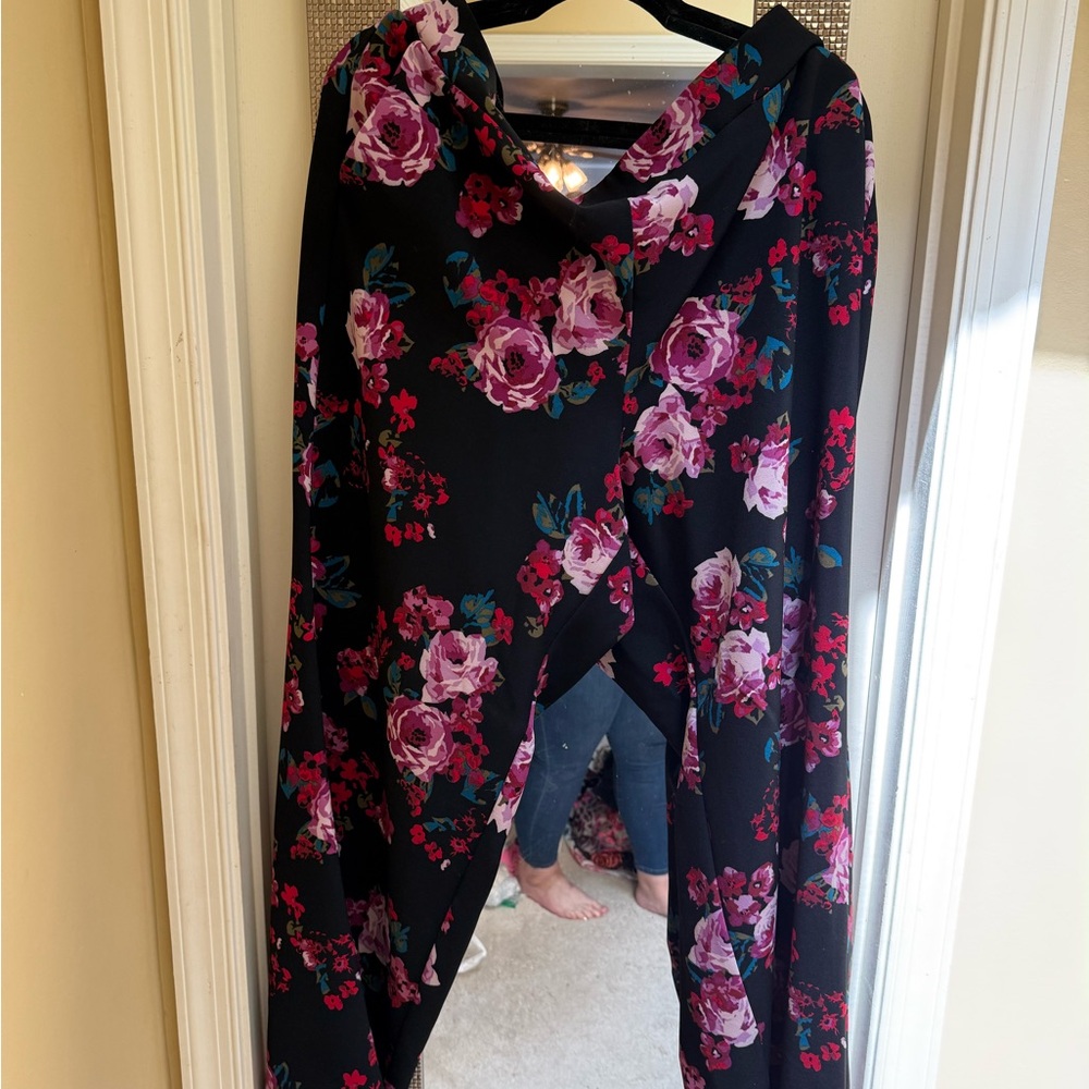 Lane Bryant Black and Pink Floral pants